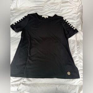 Michael Kors Black Short Sleeve Tee with Cutout Detail
